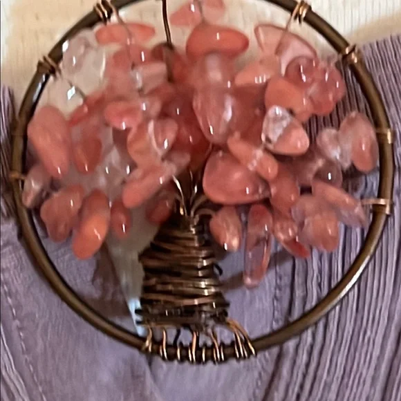 Elegant peach Tree of Life copper wire Pendant Necklace - Picture 2 of 8